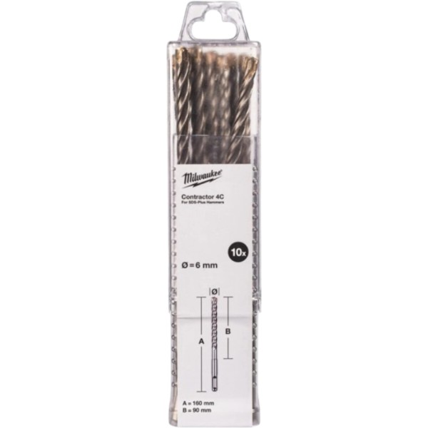 Фото - Бур Milwaukee SDS-PLUS 4C Contractor O8х160 мм 10 шт. (4932498880)