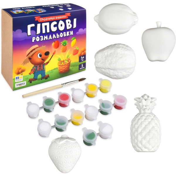 Фото - Набір для декупажу та розпису Strateg Гіпсові розмальовки: розфарбуй фрукти (30989)
