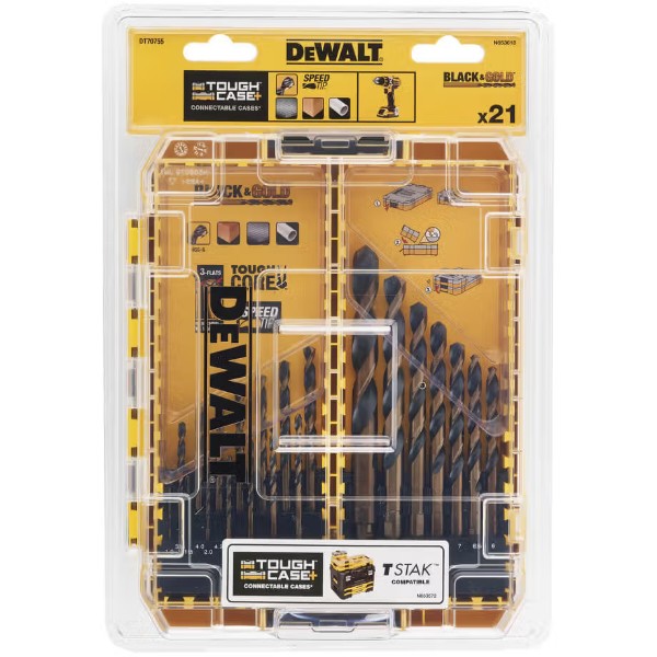 Фото - Набір свердел DeWALT Black&Gold HSS-G 21 шт. (DT70755)
