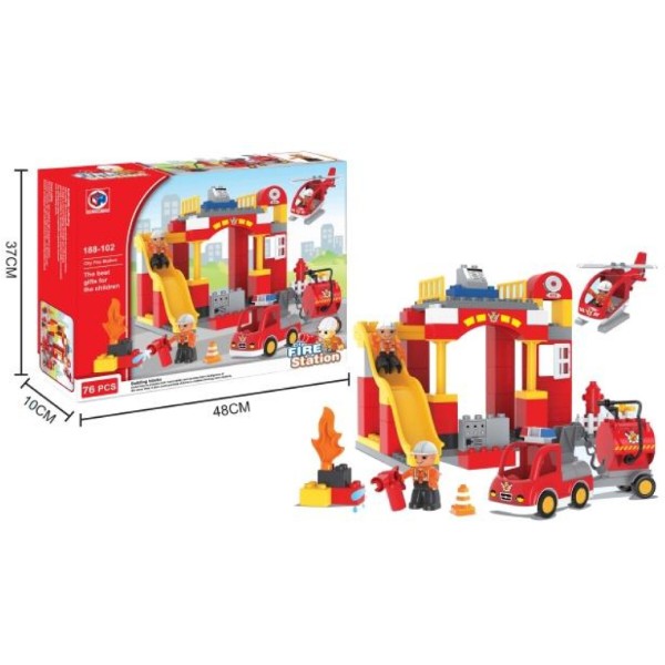 Фото - Пластиковий конструктор KID'S HOME TOYS Пожежна станцiя великі деталі 76 ел. (188-102)