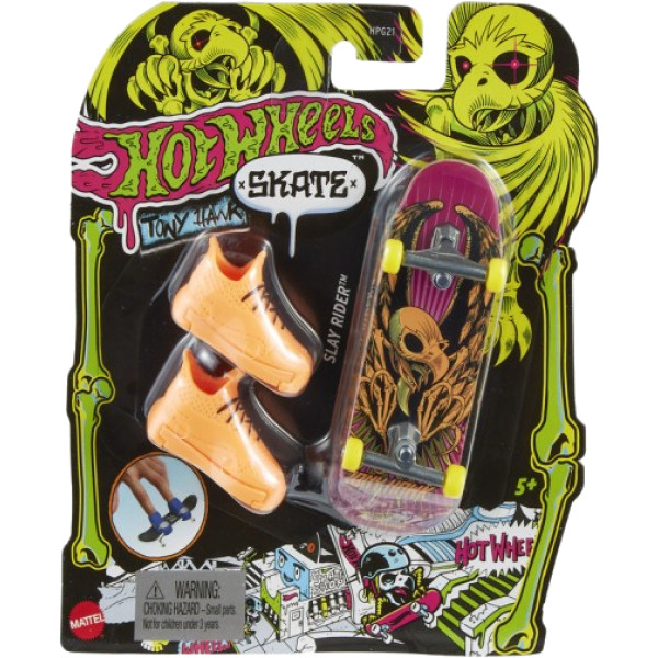 Фото - Ігровий набір Hot Wheels Скейт із взуттям для пальчиків Неон серії Тоні Гок в асортименті (HPG21)