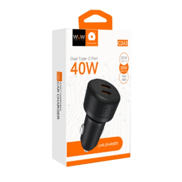 Фото - Автомобильное зарядное устройство WUW C243 PD20W+ PD20W black (6972573338351)