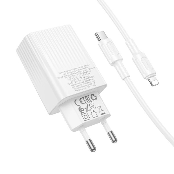Фото - Сетевое зарядное устройство BOROFONE BAS76A Source PD30W+QC3.0 charger set(C to iP) White (6941991122903)
