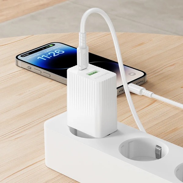 Фото - Сетевое зарядное устройство BOROFONE BAS76A Source PD30W+QC3.0 charger set(C to iP) White (6941991122903)