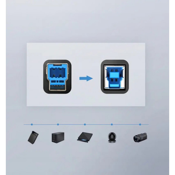 Фото - Кабель USB type A - USB type B UGREEN US210 USB 3.0 AM to BM Print 1m Black (30753)