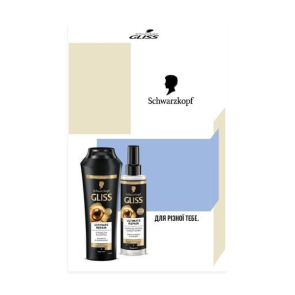 Фото - Подарунковий набір для догляду за волоссям Schwarzkopf Prof. Gliss Kur Ultimate repair. Шампунь 250 мл + Кондіционер 200 мл