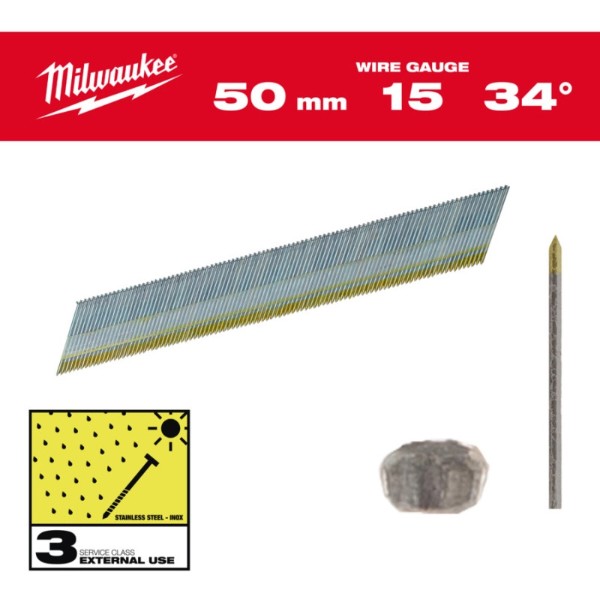 Фото - Цвяхи Milwaukee для нейлера 15G/34 /63мм 2200 шт. (4932492580)