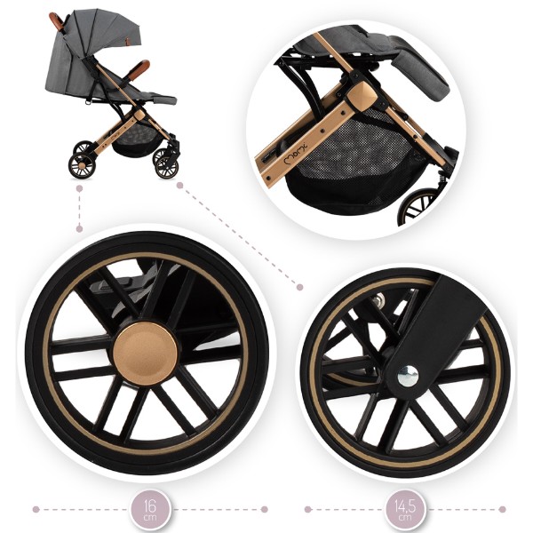 Фото - Коляска прогулянкова MoMi ESTELLE Gray-Gold