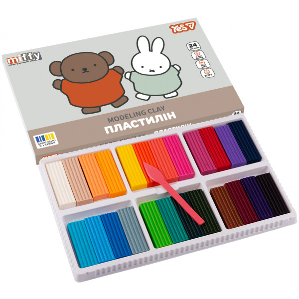 Фото - Пластилин классический YES 24 цв. 480 г Miffy (540722)