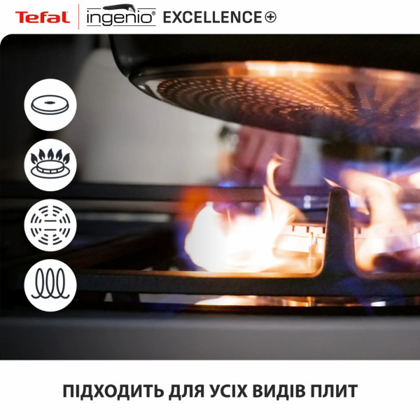 Фото - Набор сковород со съемной ручкой Tefal P0009553 Ingenio Exсellence+ 3 пр. (24/28 см + съемная ручка)