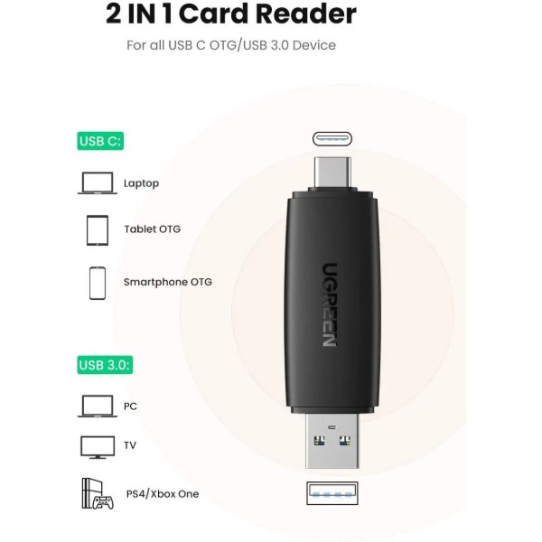 Фото - Кардрідер UGREEN CM304 Multifunction Card Reader Black (80191)