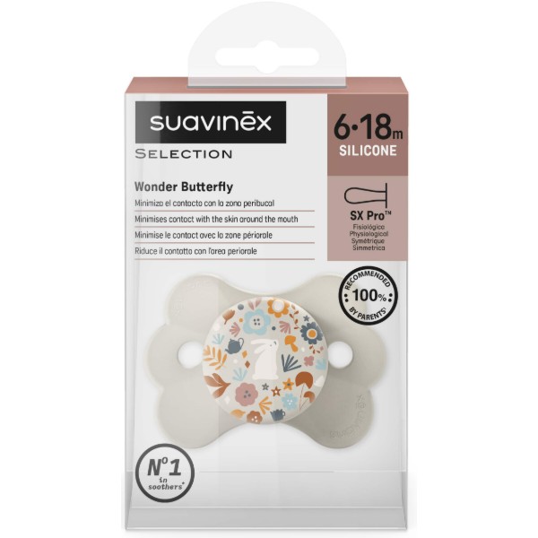 Фото - Ортодонтична пустушка Suavinex 6-18 міс. Wonderland бежева з малюнком (308781)