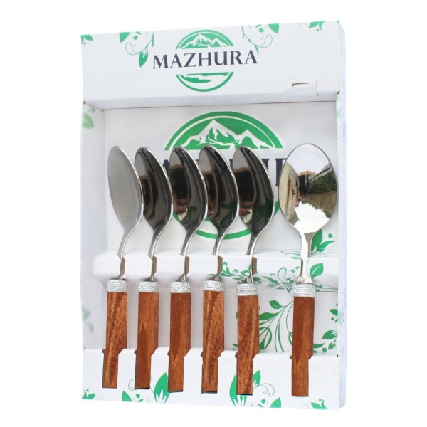 Фото - Набір ложок столових MAZHURA 6 пр. Wood walnut (mz506095)