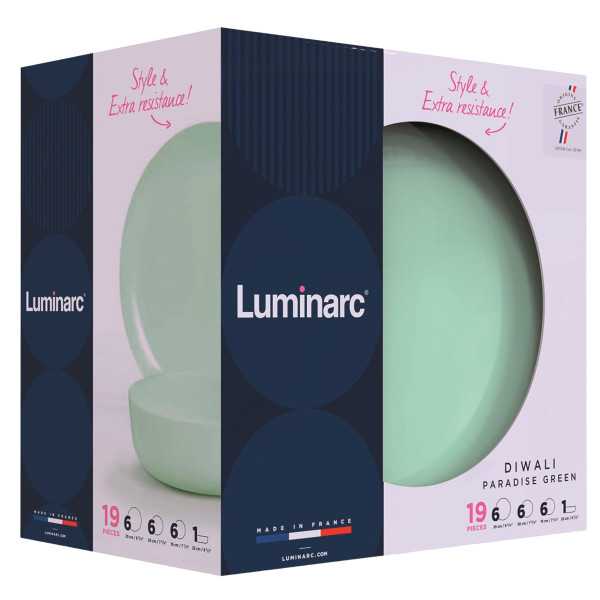Фото - Столовий сервіз Luminarc DIWALI PARADISE GREEN 19 пр. (V6218)