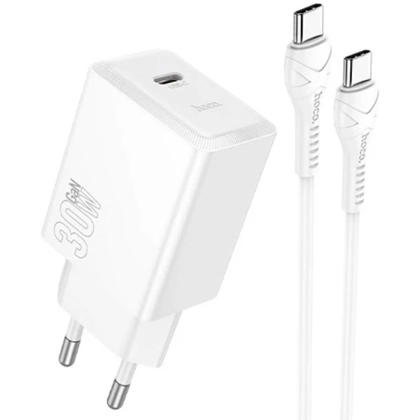 Фото - Сетевое зарядное устройство HOCO N70 PD30W charger set(C to C) White (6942007651363) Фото - Сетевое зарядное устройство HOCO N70 PD30W charger set(C to C) White (6942007651363)