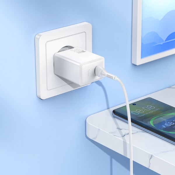 Фото - Сетевое зарядное устройство HOCO N70 PD30W charger set(C to C) White (6942007651363)