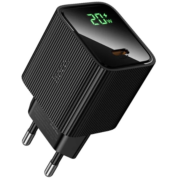 Фото - Мережевий зарядний пристрій HOCO CS82A PD20W charger with digital display(EU) Black (6942007664493)
