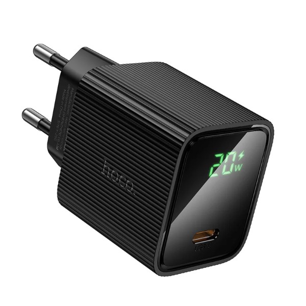 Фото - Мережевий зарядний пристрій HOCO CS82A PD20W charger with digital display(EU) Black (6942007664493)