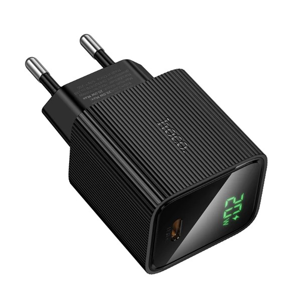 Фото - Мережевий зарядний пристрій HOCO CS82A PD20W charger with digital display(EU) Black (6942007664493)