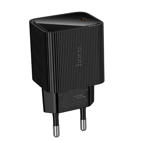 Фото - Мережевий зарядний пристрій HOCO CS82A PD20W charger with digital display(EU) Black (6942007664493)
