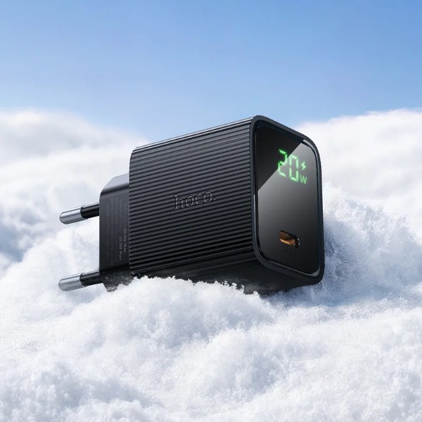 Фото - Мережевий зарядний пристрій HOCO CS82A PD20W charger with digital display(EU) Black (6942007664493)