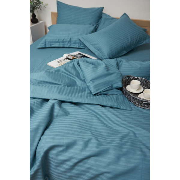 Фото - Комплект постільної білизни Moon&Star 160х220х2 нав. 4х50х70 Stripe Green Satin Stripe (MS-820000588)