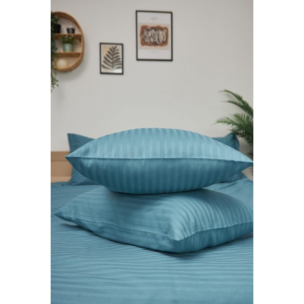 Фото - Комплект постільної білизни Moon&Star 160х220х2 нав. 4х50х70 Stripe Green Satin Stripe (MS-820000588)