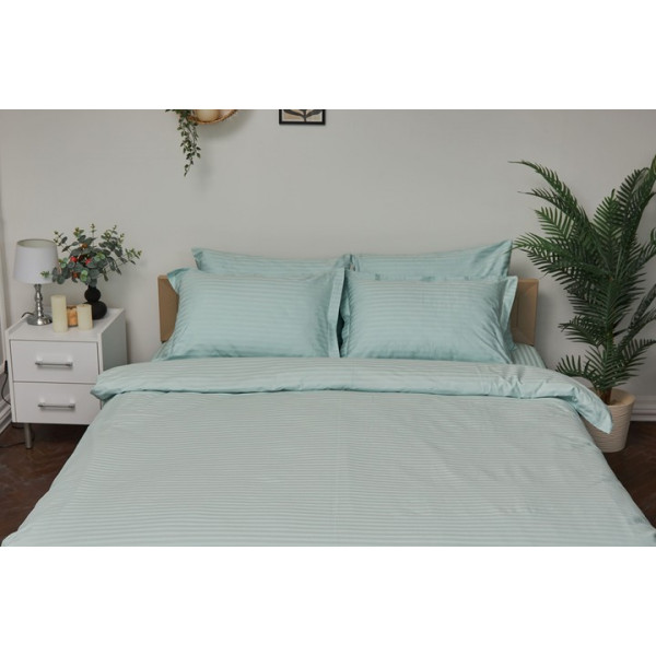 Фото - Комплект постельного белья Moon&Star 160х220х2 нав. 4х50х70 Stripe Mint Satin Stripe (MS-820000623)