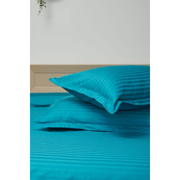 Фото - Комплект постільної білизни Moon&Star 160х220х2 нав. 2х70х70 Turkish Blue Satin Stripe (MS-820000662)