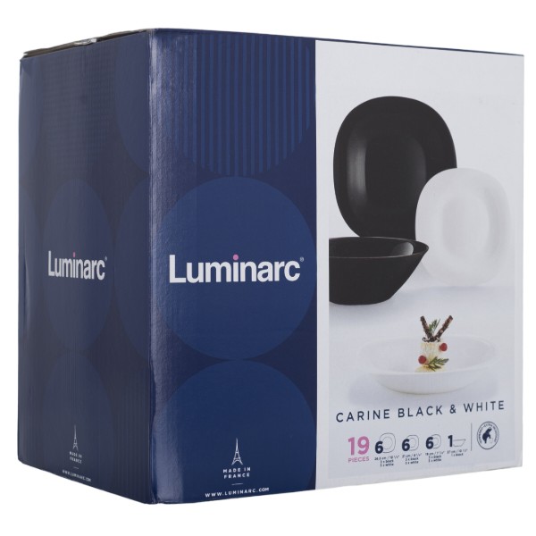 Фото - Столовий сервіз Luminarc CARINE WHITE&BLACK 19 пр. (V8305)