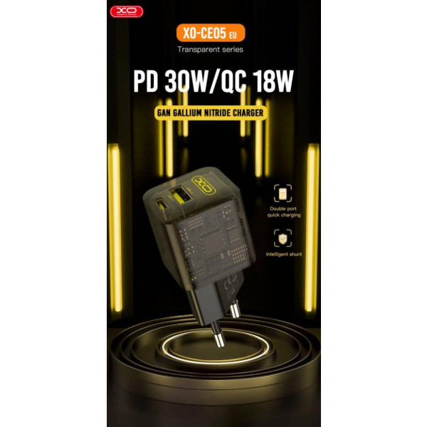 Фото - Мережевий зарядний пристрій XO + Type-C ce05 PD30W/QC18W