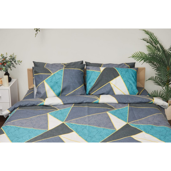 Фото - Комплект постільної білизни Moon&Star 160х220х2 нав. 2х70х70 Triangles Мікросатин Premium (MS-820001490)