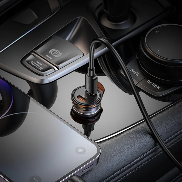 Фото - Автомобільний зарядний пристрій HOCO NZ16 PD30W car charger set(C to iP) Metal Grey (6942007644723)