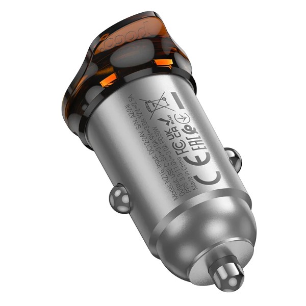 Фото - Автомобільний зарядний пристрій HOCO NZ16 PD30W Metal Grey (6942007644716)