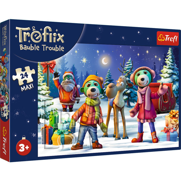 Фото - Пазлы (3-4 года) Trefl 24 Maxi Winter time with Trefliks Трефлики строят снеговика (43751)