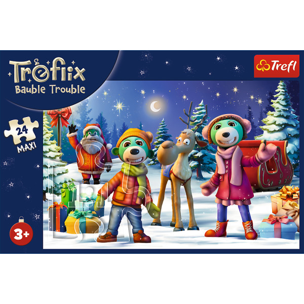 Фото - Пазлы (3-4 года) Trefl 24 Maxi Winter time with Trefliks Трефлики строят снеговика (43751)