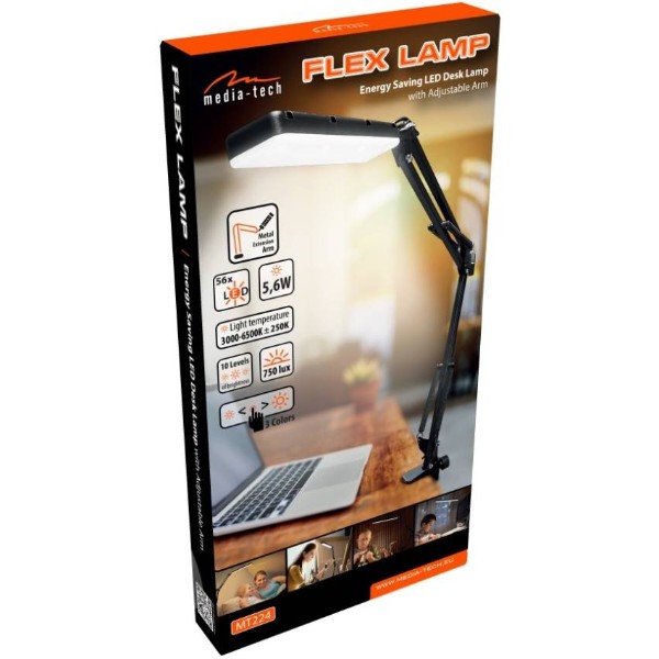 Фото - Настільна лампа Media-Tech FLEX LAMP 5,6W 6500K 5V Black (MT224)