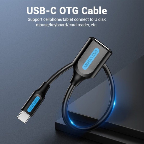 Фото - Перехідник Vention USB 2.0 Type-C --> USB AF (OTG), 0.15m (CCSBB)