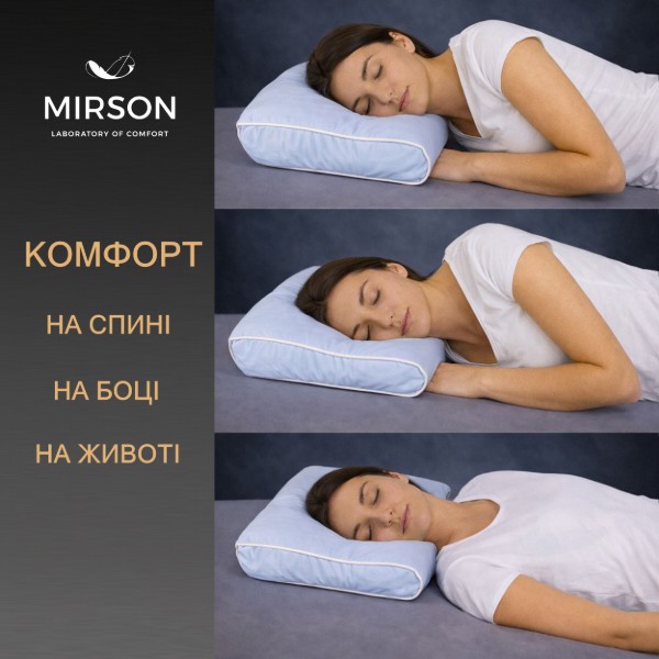 Фото - Подушка ортопедична MirSon №4154 Delicate satin 0842 Light Blue (2200006423683)