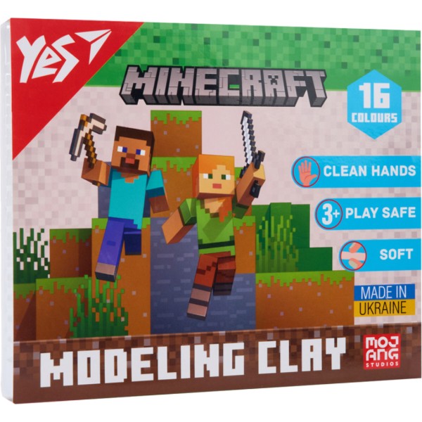 Фото - Пластилин классический YES 16 цв. 320 г Minecraft (540674)