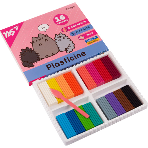 Фото - Пластилін класичний YES 16 кол. 320 г Pusheen (540694)
