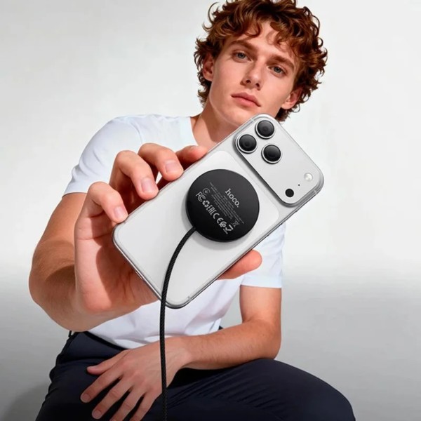 Фото - Бездротовий зарядний пристрій HOCO CW63 Pro Fast Qi2.2 Black (6942007676946)