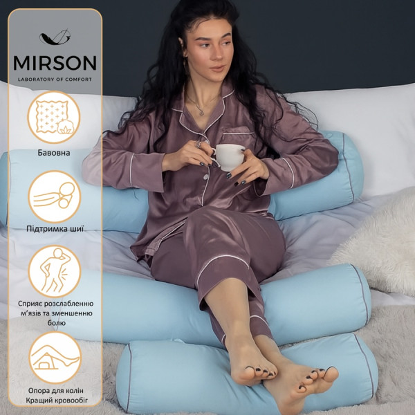 Фото - Подушка валик MirSon №8109 Naturale Line 14-4121 Blanco EcoSilk 100х16 см (2200006247982)