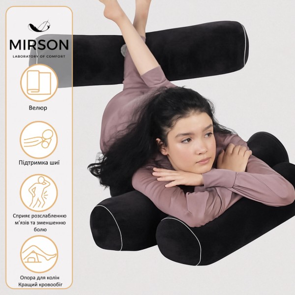 Фото - Подушка валик MirSon №8131 Velvet Line 28-0007 Black EcoSilk 60х20 см (2200006249283)