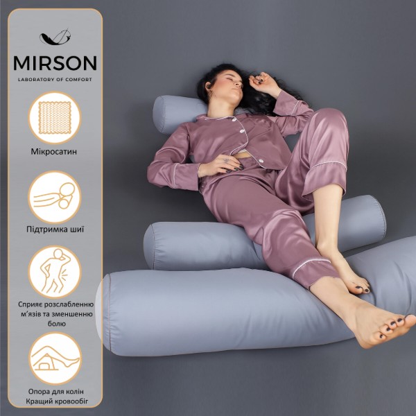 Фото - Подушка валик MirSon №8342 Eco Line Gray Tencel 60х16 см (2200006250371)
