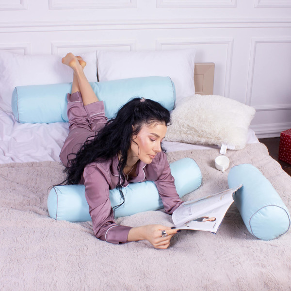 Фото - Подушка валик MirSon №8339 Eco Line Blue BamBoo 60х20 см (2200006250210)