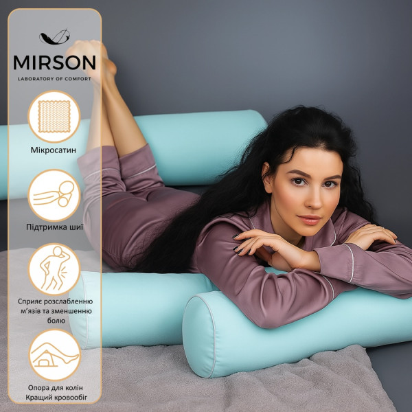 Фото - Подушка валик MirSon №8339 Eco Line Blue BamBoo 60х20 см (2200006250210)