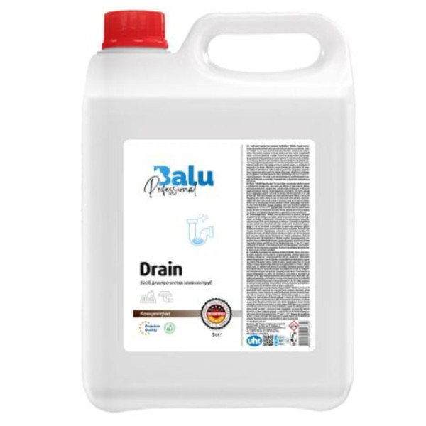 Фото - Засіб для миття у ванній кімнаті BALU Drain для прочистки зливних труб, 5 л