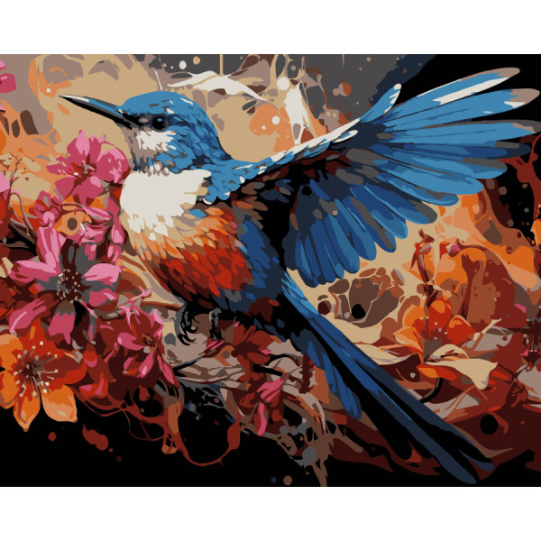 Фото - Картина за номерами Strateg Маленька пташка на чорному фоні 40х50 см (AH1202-17)