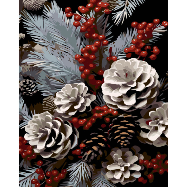 Фото - Картина за номерами Strateg Зимова композиція на чорному фоні 40х50 см (AH1235)